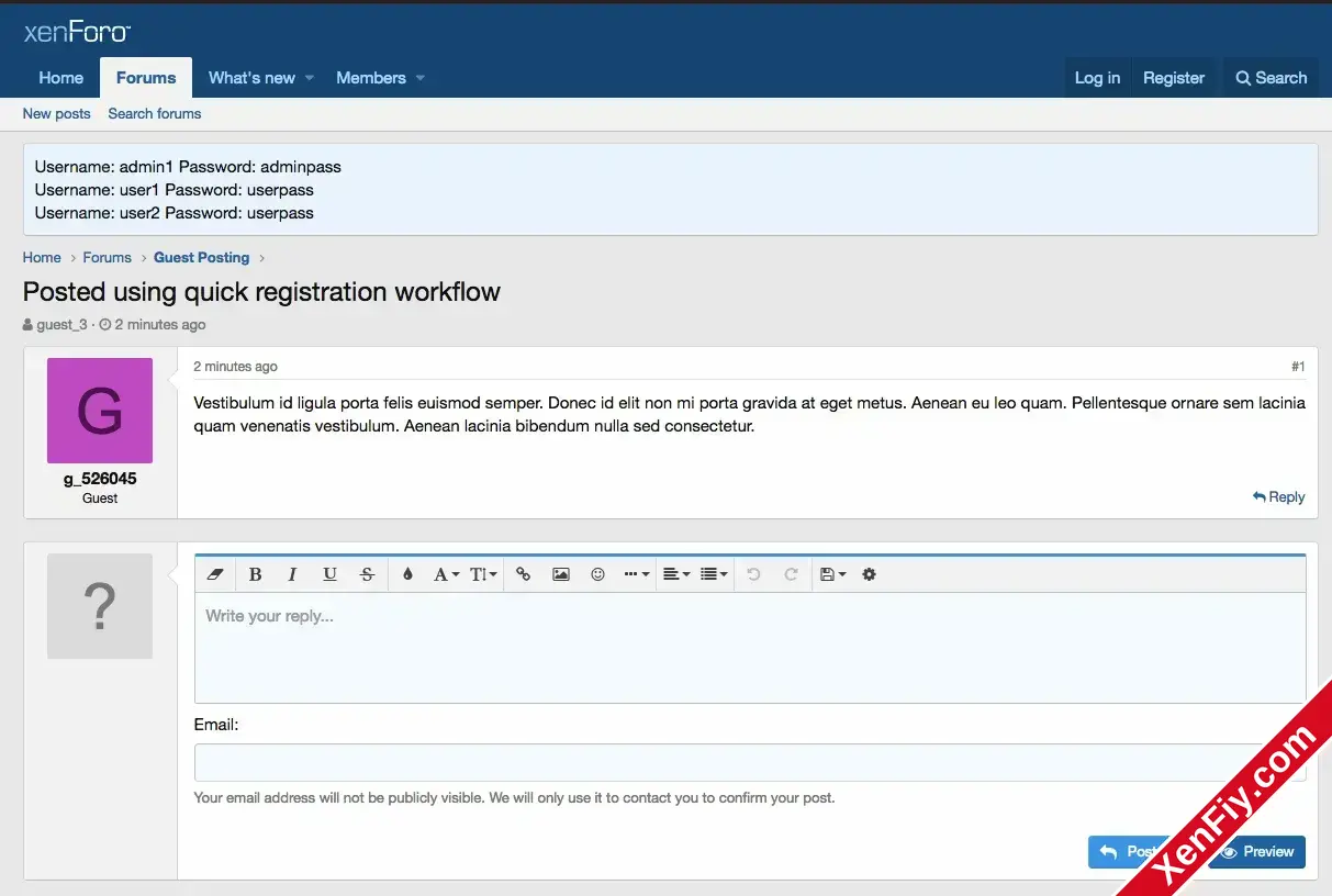 Quick Registration asking for email instead of username.webp
